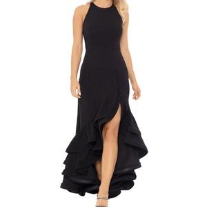 BETSY & ADAM Ruffled High-Low Gown - Size 4